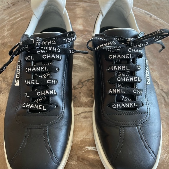 Chanel Black Sneakers with Logo Laces - Picture 2 of 11